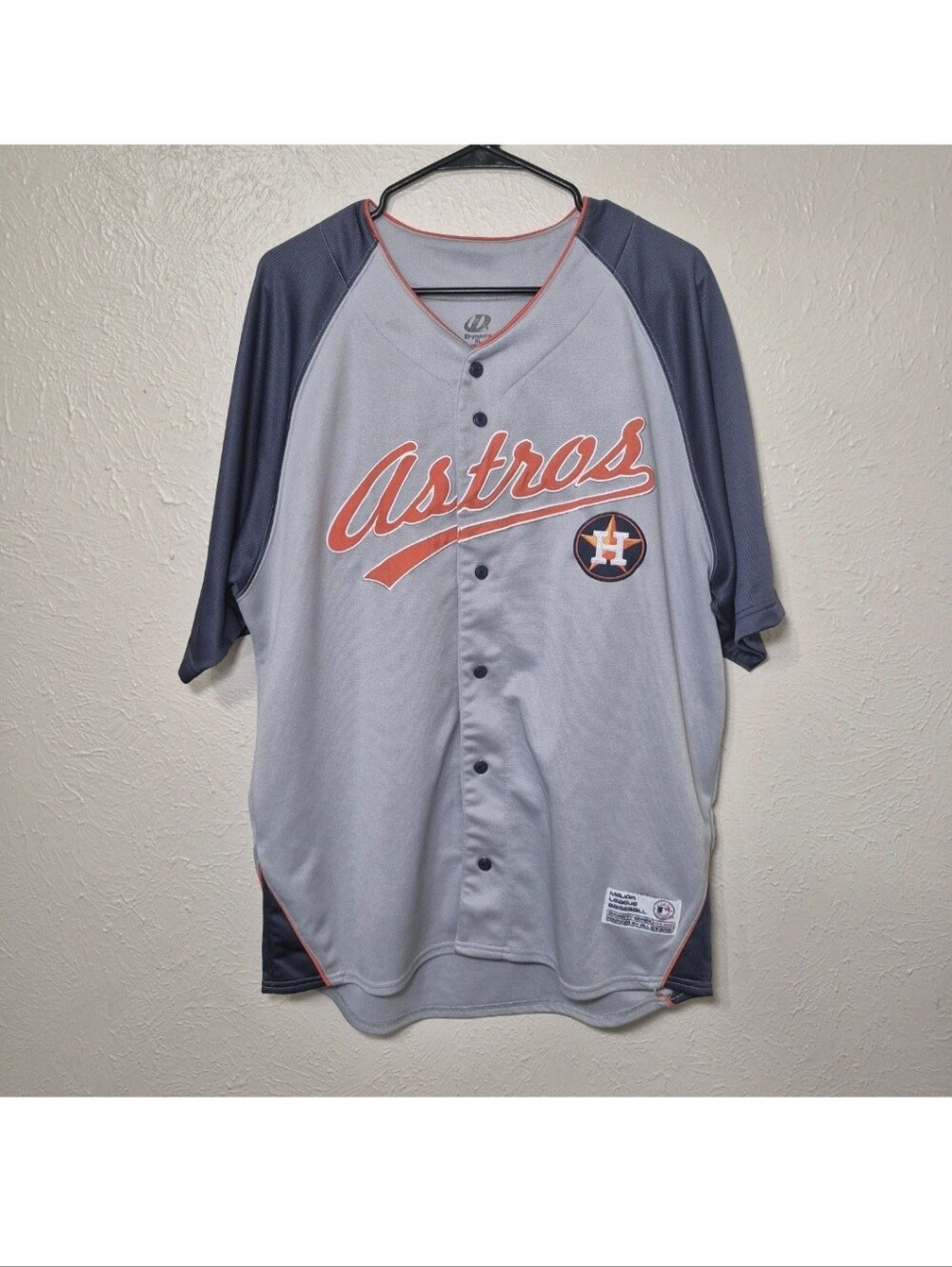 Houston Astros Jersey Men's Size XL Gray MLB Baseball Button Down Dynasty